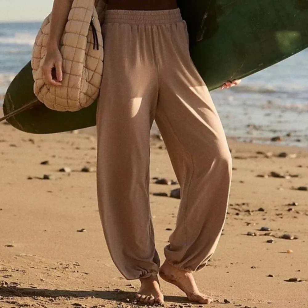 Free People Movement Hot Shot Crossover Pants Joggers Pumice Tan Size XS Lounge - Picture 3 of 16